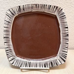 Plate, Square, Artist Made, Terra Cotta with Slip & Glaze.